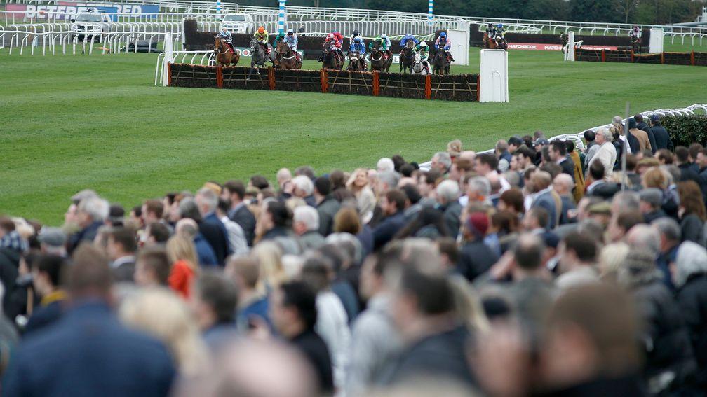 Racegoers watch the action at Kempton on Saturday. with the course's future having been under discussion at a Jockey Club meeting last week