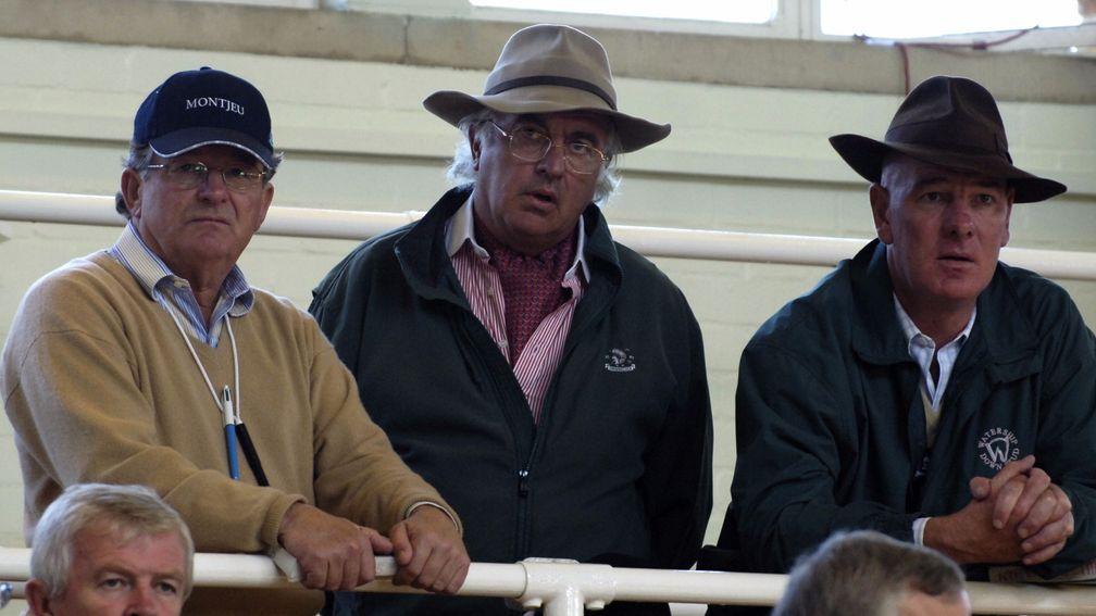 Demi O'Byrne (left) at Tattersalls with John Magnier and Paul Shanahan of Coolmore