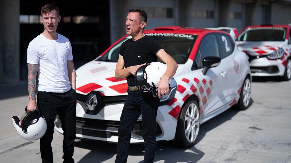 Frankie Dettori and Richard Kingscote after finishing their racing in Renault Clio RS cars around the short track of the Bahrain International Circuit , home of the Bahrain Grand PrixBahrain 17.11.22 Pic: Edward Whitaker