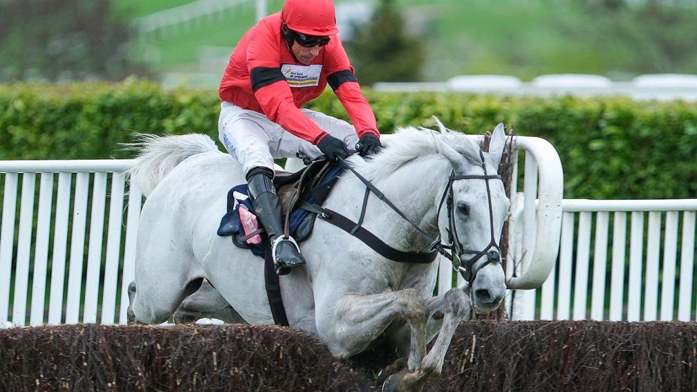 Harry Skelton riding Grey Dawning clear the last to win the Turners Novices' Chase on day three of the Cheltenham Festival