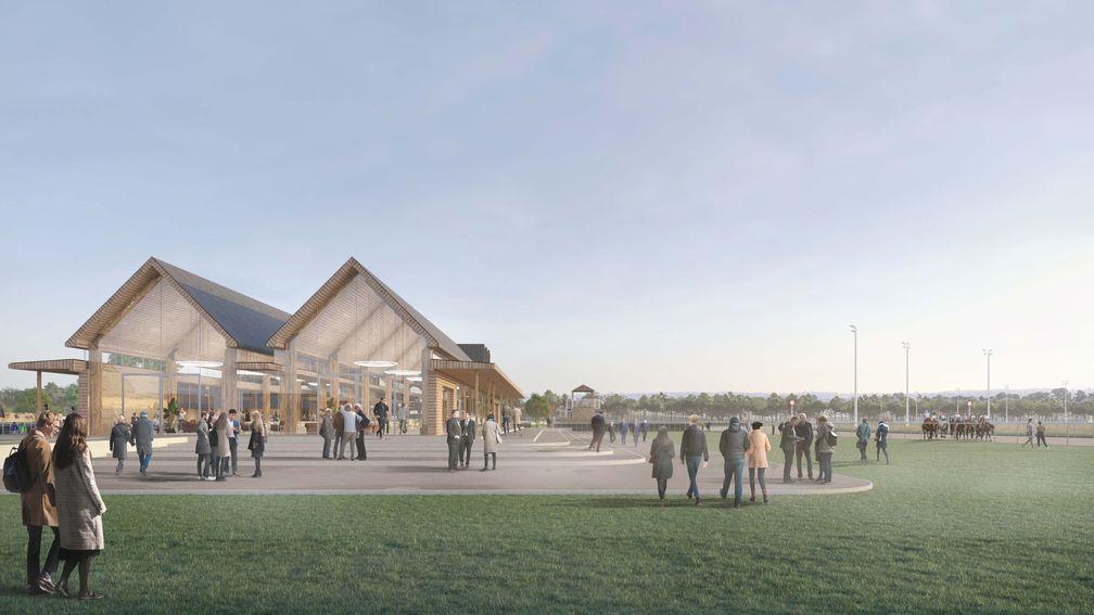 The artist's impression of the proposed all-weather facility behind the Rowley Mile