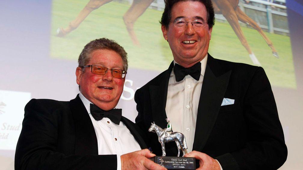Tony Hirschfeld (left), pictured here with Teddy Grimthorpe, is the man behind Holmcroft Wealth Racing along with Stephen Piper and David Fish