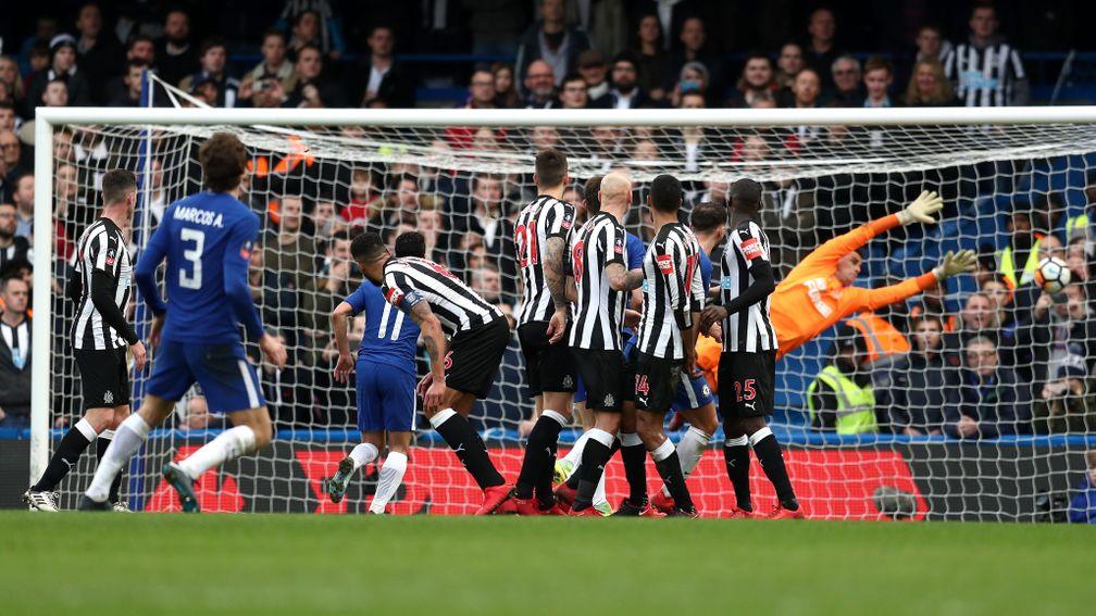 Marcos Alonso's free kick sealed a comfortable 3-0 win for Chelsea against Newcastle