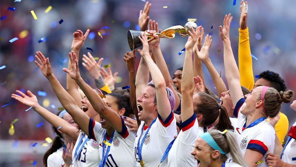 Skipper Megan Rapinoe and the USA lifts the FIFA Women's World Cup trophy