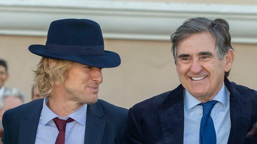 Peter Brant (right) pictured with actor Owen Wilson in the winner's circle