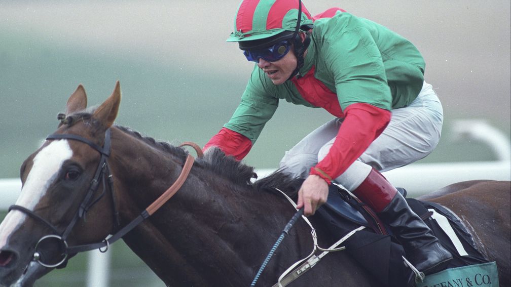 Goodwood races 27/07/1995 Double Trigger and jason weaver 2nd race Pic Edward Whitaker
