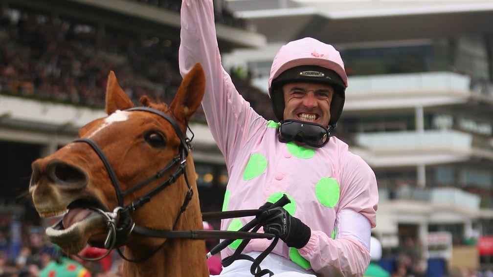 Ruby Walsh celebrates after riding Annie Power to victory in the Stan James Champion Hurdle