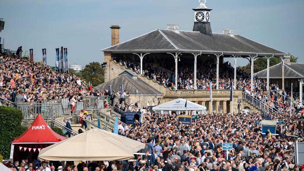 A 30,000 + crowd turn up for St Leger dayDoncaster 14.9.19 Pic: Edward Whitaker