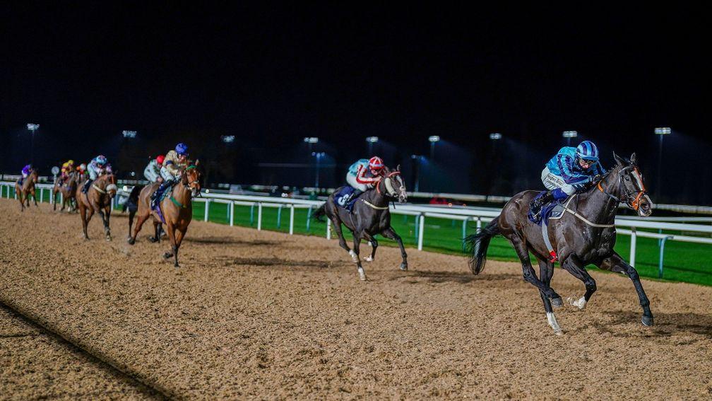 SOUTHWELL, ENGLAND - DECEMBER 22: Ben Robinson riding Onesmoothoperator win The Betway Casino Handicap at Southwell Racecourse on December 22, 2021 in Southwell, England. (Photo by Alan Crowhurst/Getty Images)