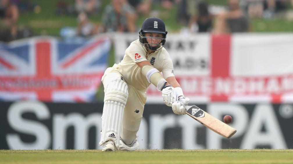 England batsman Sam Curran hits six runs during day one of the second Test match against Sri Lanka