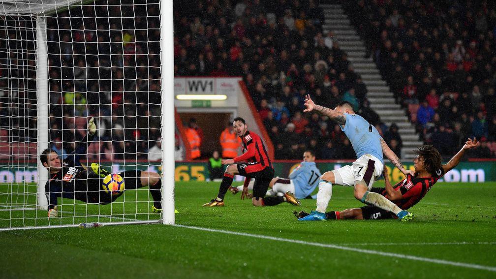 Marko Arnautovic scores West Ham's third goal in their draw at Bournemouth