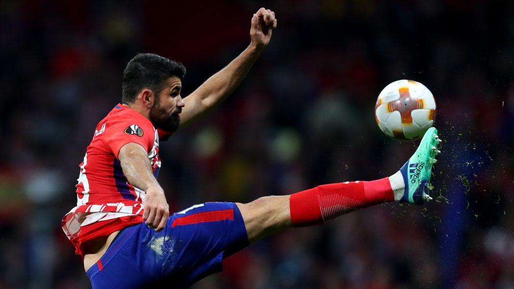 Diego Costa of Atletico Madrid in semi-final action against Arsenal