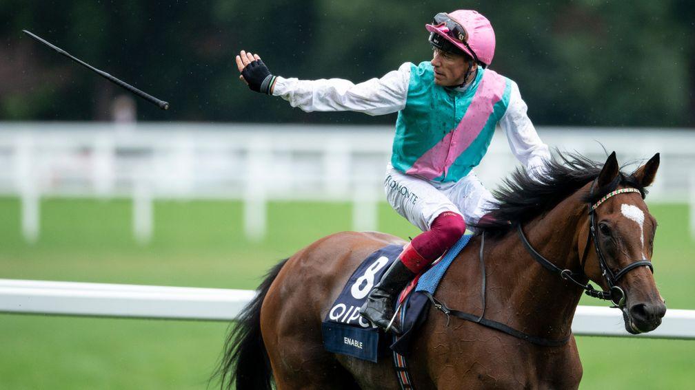 Frankie Dettori throws his whip away, and Enable didn't need it as she fought hard to win her second King George