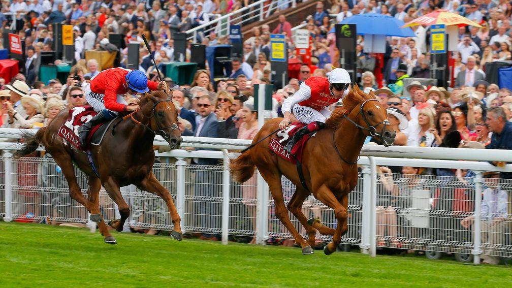 Golden Horde (Adam Kirby) beats Threat in the Richmond Stakes at Goodwood last week