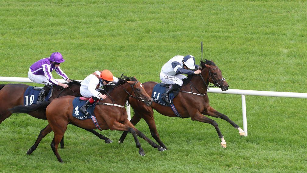 The finish to the Matron Stakes, won by No Speak Alexander (right)