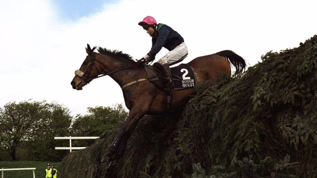 Grand National winner Rough Quest and Mick Fitzgerald in action at Aintree