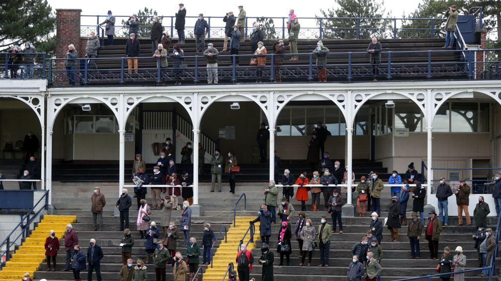 Racegoers in the grandstand at Ludlow on Wednesday