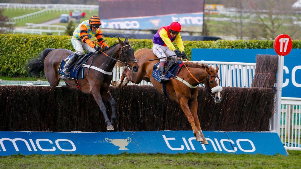 Might Bite (left) and Native River fight out the finish to the Cheltenham Gold Cup