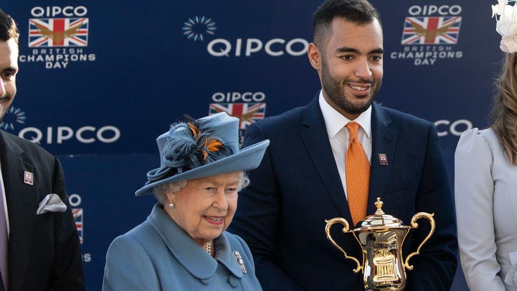 The Queen and Sheikh Fahad after Roaring Lion's victory in the QEII