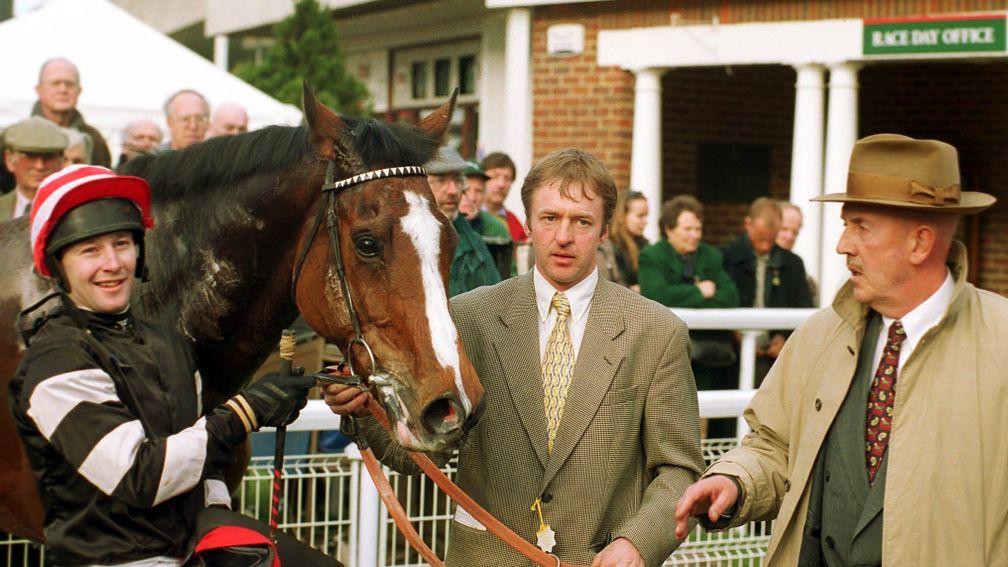 Imperial Cup winner Magic with jockey David Casey (left) and trainer Barney Curley (right)
