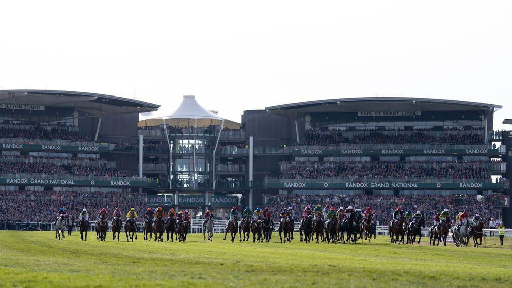 The start of the Grand National at Aintree on Saturday