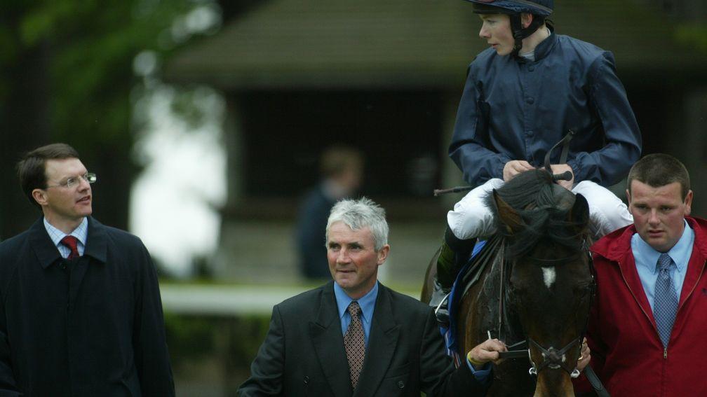 Aidan O'Brien, Yeats and Jamie Spencer after the Derrinstown in 2004