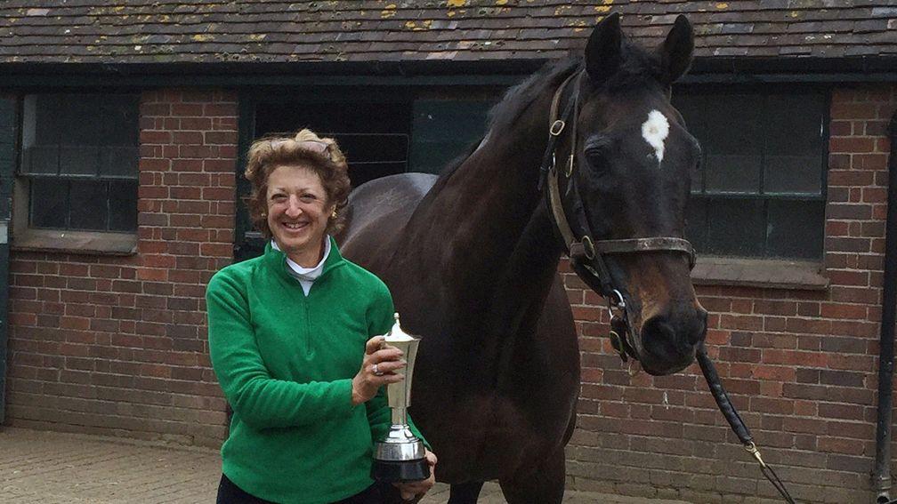 Sally Rowley-Williams at Overbury Stud with Kayf Tara after his son Special Tiara had won the Queen Mother Champion Chase