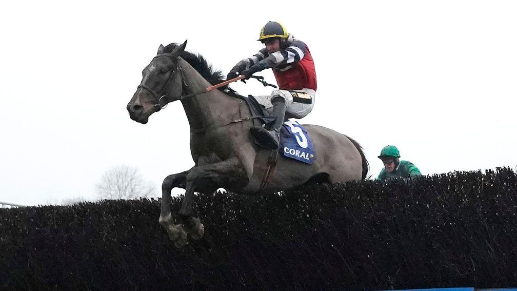 Potters Corner and Jack Tudor clear the last to win the 2019 Coral Welsh Grand National