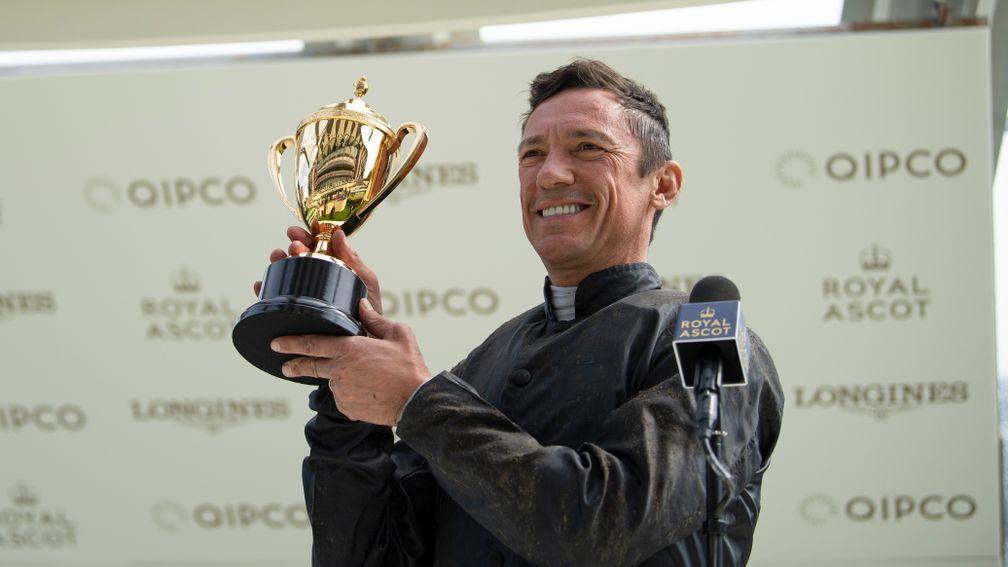 Frankie Dettori with the Ascot Gold Cup after Stradivarius had won the meetingâs feature race for the third timeRoyal Ascot 18.6.20 Pic: Edward Whitaker/ Racing Post
