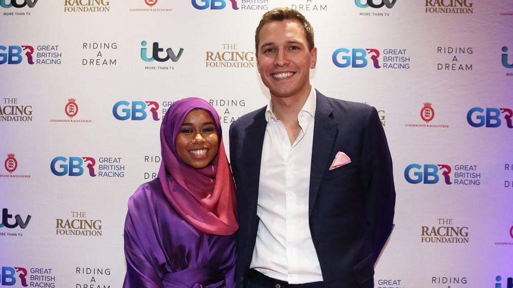 Producer Oli Bell is pictured with Khadijah Mellah at the documentary film premiere of Riding a Dream