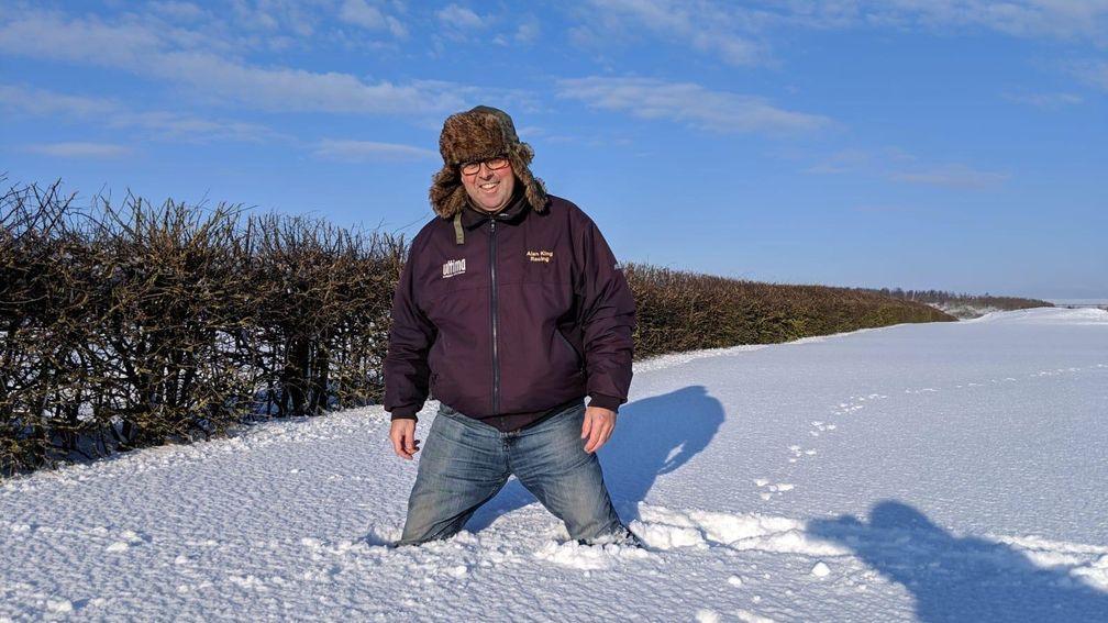 Alan King's gallops are covered in snow