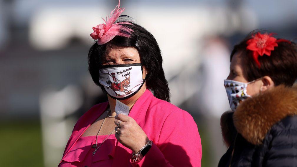 Racegoers sporting racing-themed masks as crowds returned last week