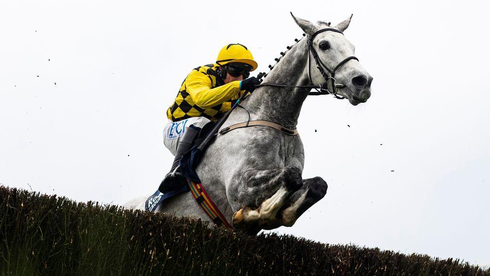 Asterion Forlonge and Paul Townend clear the lastwhen winning the 2m3f beginners chase.Punchestown Racecourse.Photo: Patrick McCann/Racing Post 14.11.2020