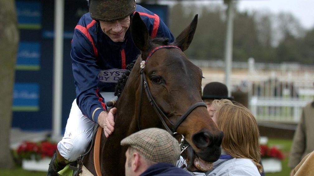 Isio and Mick Fitzgerald after winning the Victor Chandler Chase