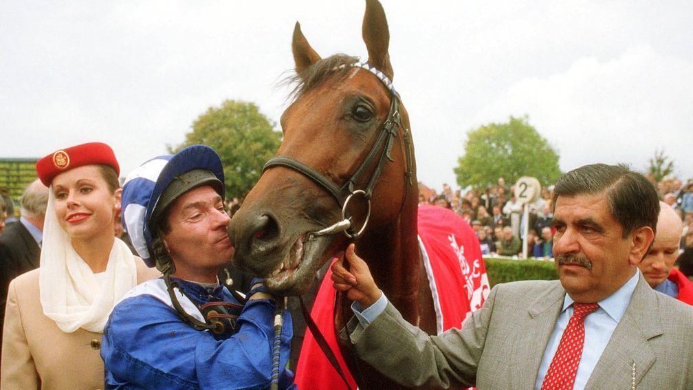 Hamdan Al Maktoum pictured after winning the Champion Stakes with Nayef in 2001
