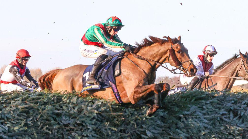 VIEUX LION ROUGE (Conor OâFarrell) wins the BECHER HANDICAP CHASE at AINTREE 5/12/20Photograph by Grossick Racing Photography 0771 046 1723
