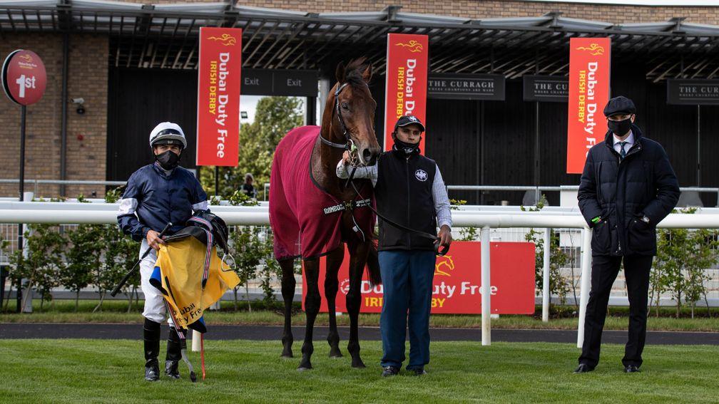 Buckhurst with Wayne Lordan and Joseph O'Brien (right) after winning the Alleged Stakes at the Curragh in June