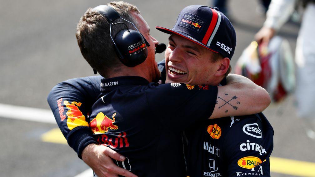 Max Verstappen celebrates his maiden F1 pole position