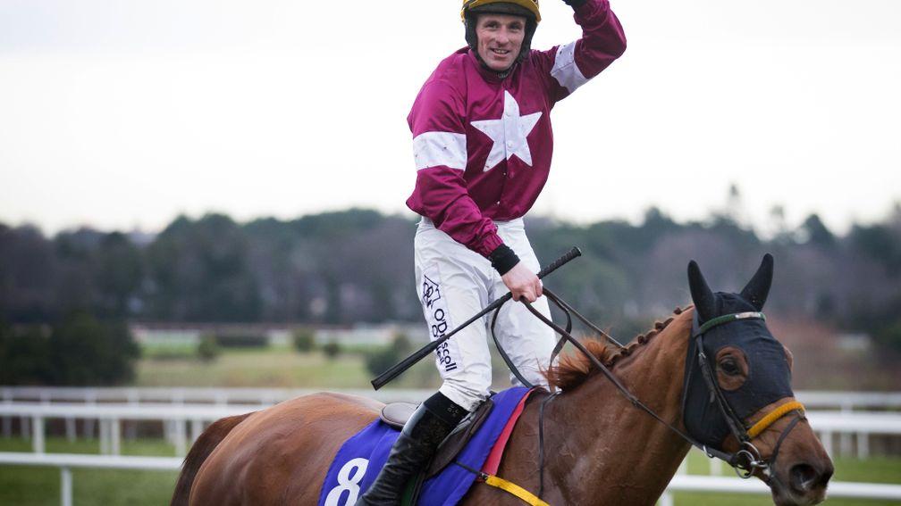 Celebratory wave: Sean Flanagan enjoys Grade 1 success aboard the Noel Meade-trained Road To Respect
