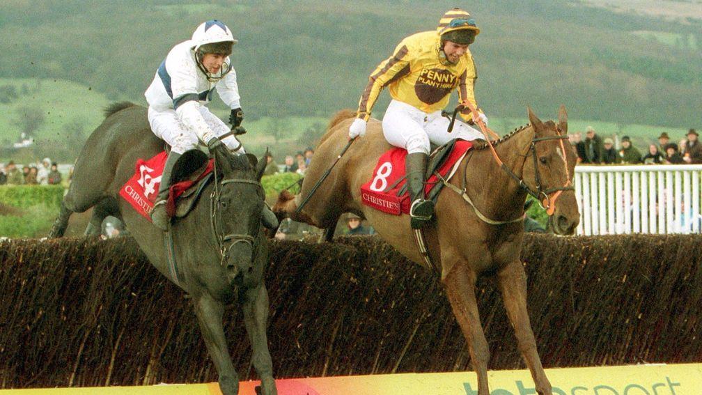 Earthmover (right) heads to victory in the 2004 Foxhunter for Richard Barber