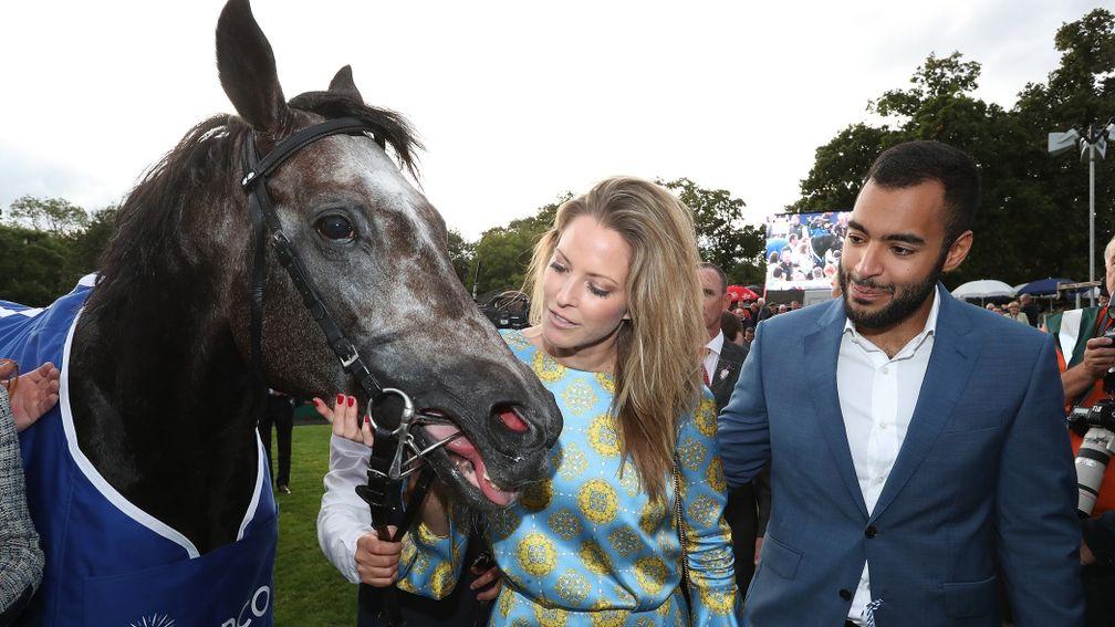 Sheikh Fahad and wife Sheikha Melissa with the late, lamented Roaring Lion