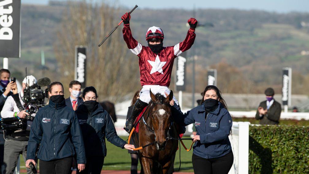 Tiger Roll wins the Cross CountryCheltenham 17.3.21 Pic: Edward Whitaker/Racing Post
