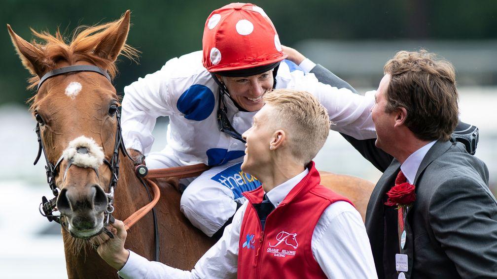 Sharing the limelight: Hayley Turner and Charlie Fellowes celebrate after their joint Royal Ascot triumph