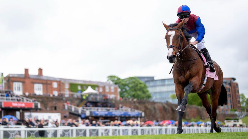 Changingoftheguard (Ryan Moore) wins the Chester VaseChester 4.5.22 Pic: Edward Whitaker