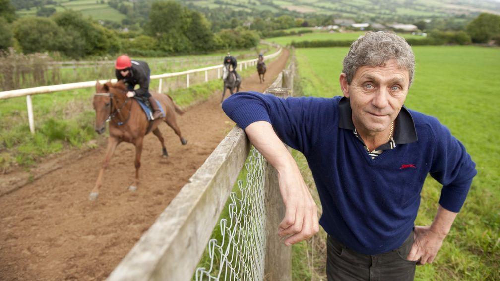 Abergavenny based trainer David Evans by his 3 and a half furlong sand gallop at his stables Ty-Derlwyn Farm13.9.10 Pic:Edward Whitaker