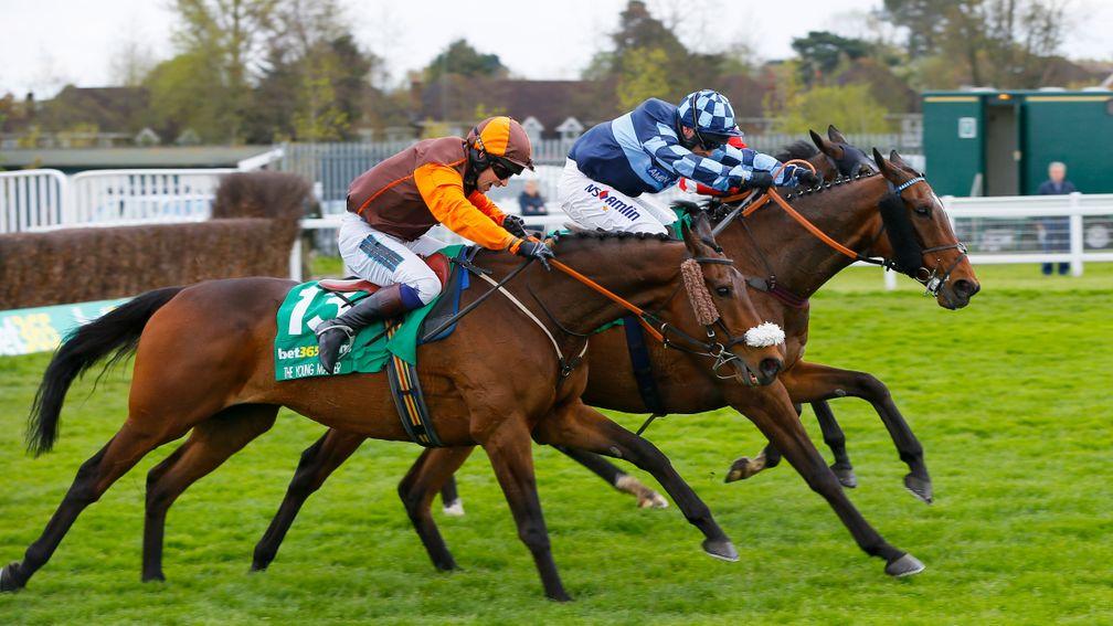 The Young Master and Sam Waley-Cohen (near side) on their way to winning the bet365 Gold Cup at Sandown in 2016