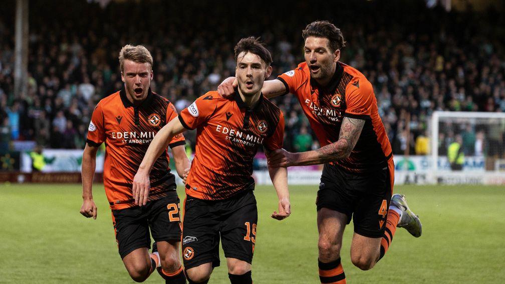 Dundee United celebrate finding the net against Celtic