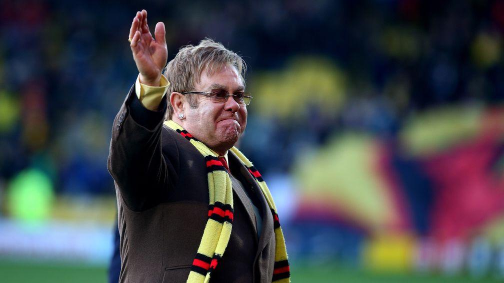 Sir Elton John at the unveiling of the stand named after him at Vicarage Road