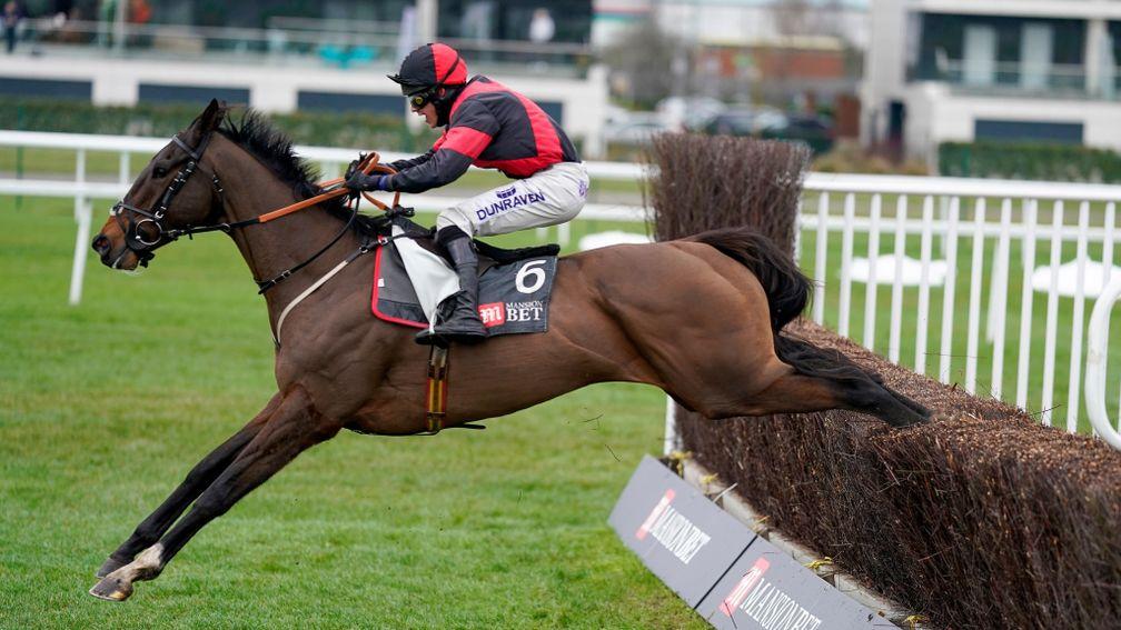 NEWBURY, ENGLAND - DECEMBER 29: Connor Brace riding Paint The Dream clear the last to win The MansionBet's Bet 10 Get 20 Novices' Limited Handicap Chase at Newbury Racecourse on December 29, 2020 in Newbury, England. Owners are allowed to attend if they h