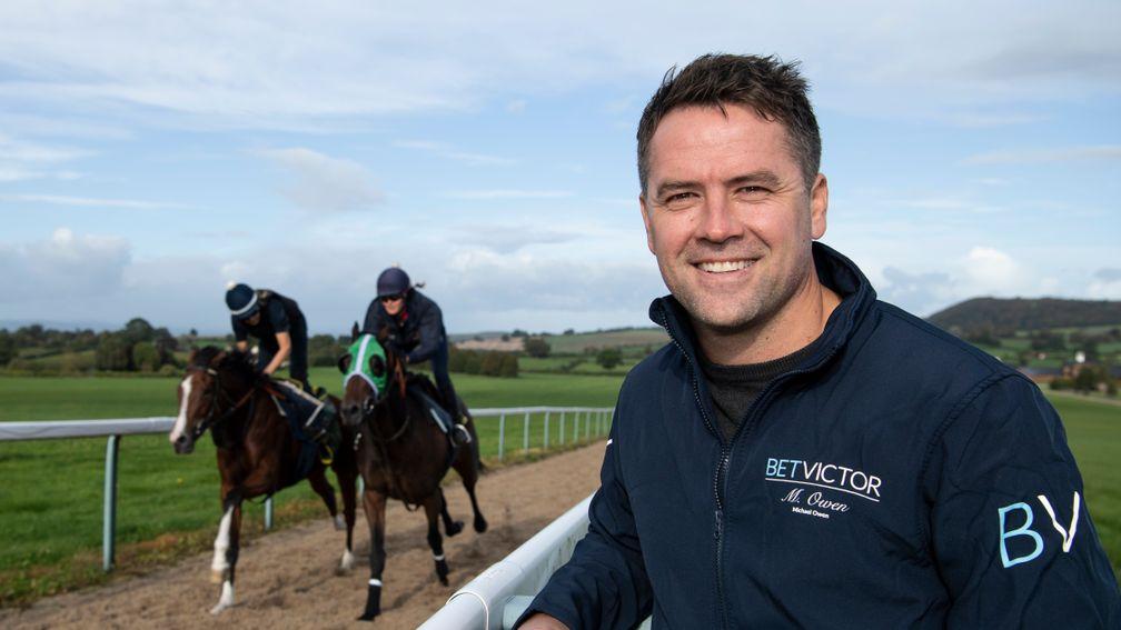 Michael Owen on the gallops at his Manor House Stables in Cheshire
